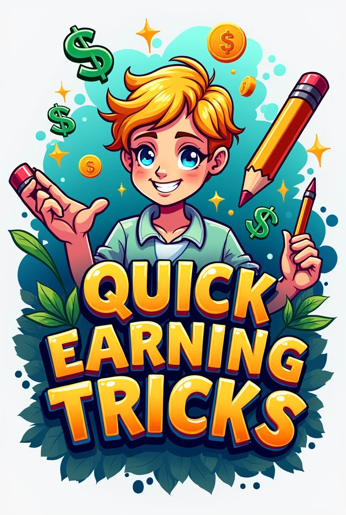 A beautiful coloring channel logo.  There will be signs of money around.  And inside will be written QUICK EARNING TRICKS