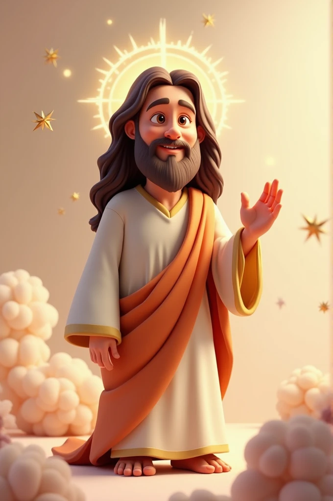 Jesus holding his hand in 3D cartoon form