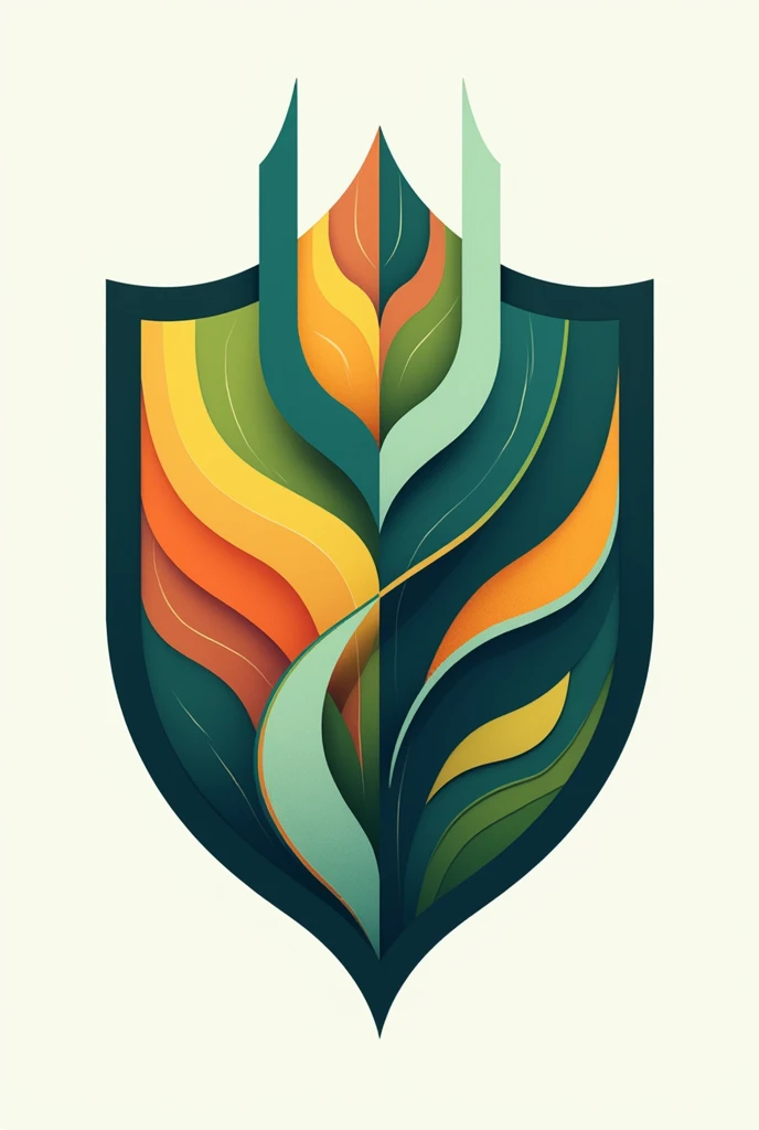 Creatively enclosed S emblem in a shield in the colors 009fc2, c2cd23, f37021