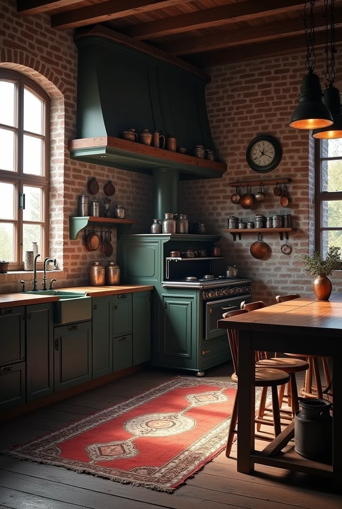 Kitchen from the industrial revolution, vintage, with a little write up
