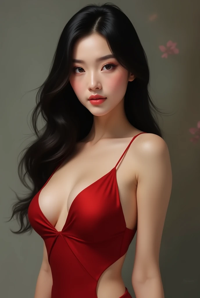  Chinese lady with sexy crop top dress showing her deep navel.