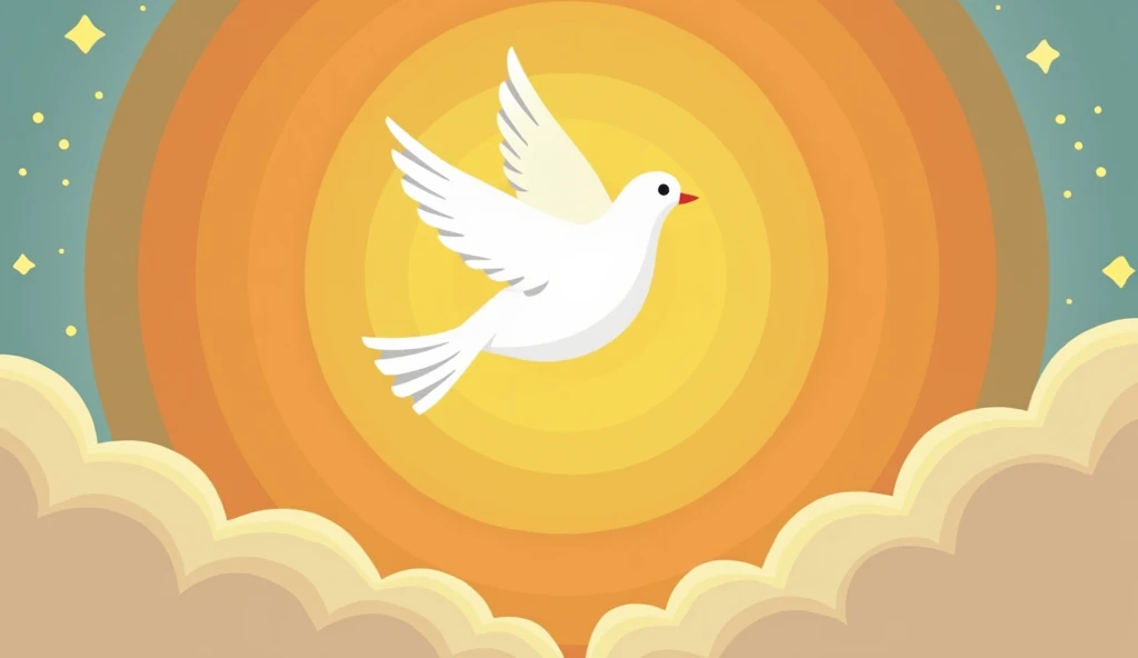 Trinity (Gog Father, Jesus Christ and the dove over them)
, children's cartoon style, minimalist