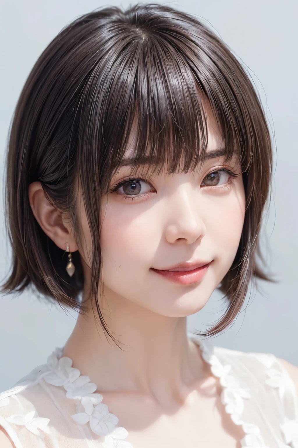 (software:1.8、masterpiece, Highest quality),1 person, alone, hyper Realistic, Realistic,Realistic, Looking at the audience, Light brown eyes:1.4,Brunette Short Bob Hair with highly detailed shiny hair, Brightly colored winter clothes, Lepangas:1.4), Outdoor, Mouth closed, Upper Body、big chest eye、eyelash、{Hugeな|big chest|Hugeなな|Mega} whole :2, chestの谷間:2、(((big chest eye、Short Bob Hair、Highlights from Students、Looking at the audience、She is very beautiful and cute、Show me your ears、Long neck、smile、Close your mouth and smile、Bangs and beautiful teeth)))、Ideal body type、（Nothing is drawn、A very beautiful pure white background:1.6）、美しいLong neck:1.4、(({Huge|big|Hugeな|Mega} chest, chestの谷間:2、Upper Bodyは服を着ていない:1.6))、(((Portraiture:2)))、Perfect Anatomy