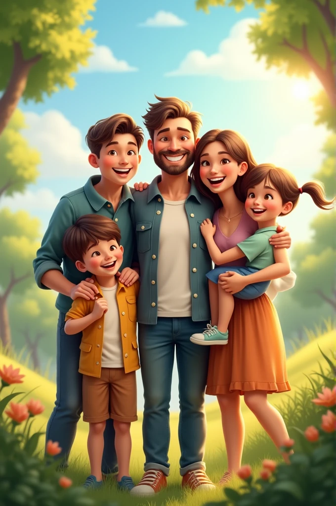 Happy man with family