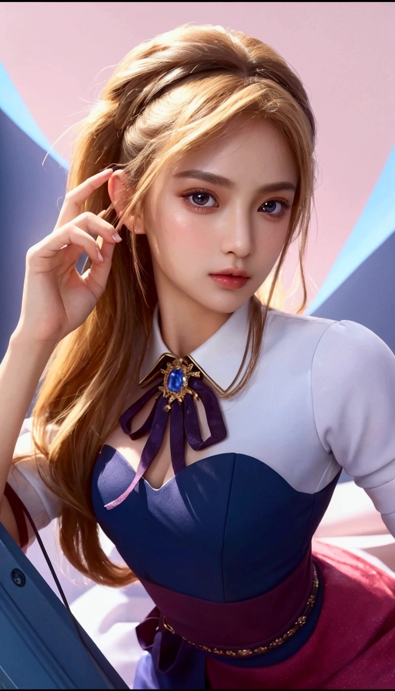 ((Best quality, 8k, Masterpiece :1,3)), upper body, focus :1,2, Beautiful woman with perfect figure, highly detailed facial and skin texture, detailed eyes, Double eyelids, Interior view, ferpect lighting, Growing skin,