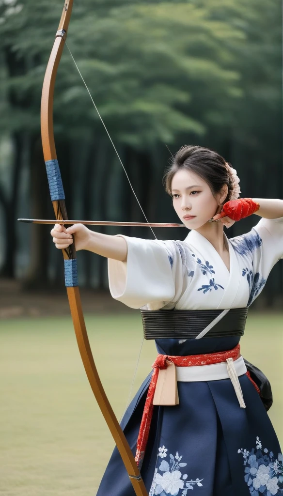 One person, Medium chest,
archery, bow (arms), kimono, Arrow (Projectile), holding bow (arms), yugake, breastplate, In the same way, One-handed gloves,
Highest quality,medium quality,