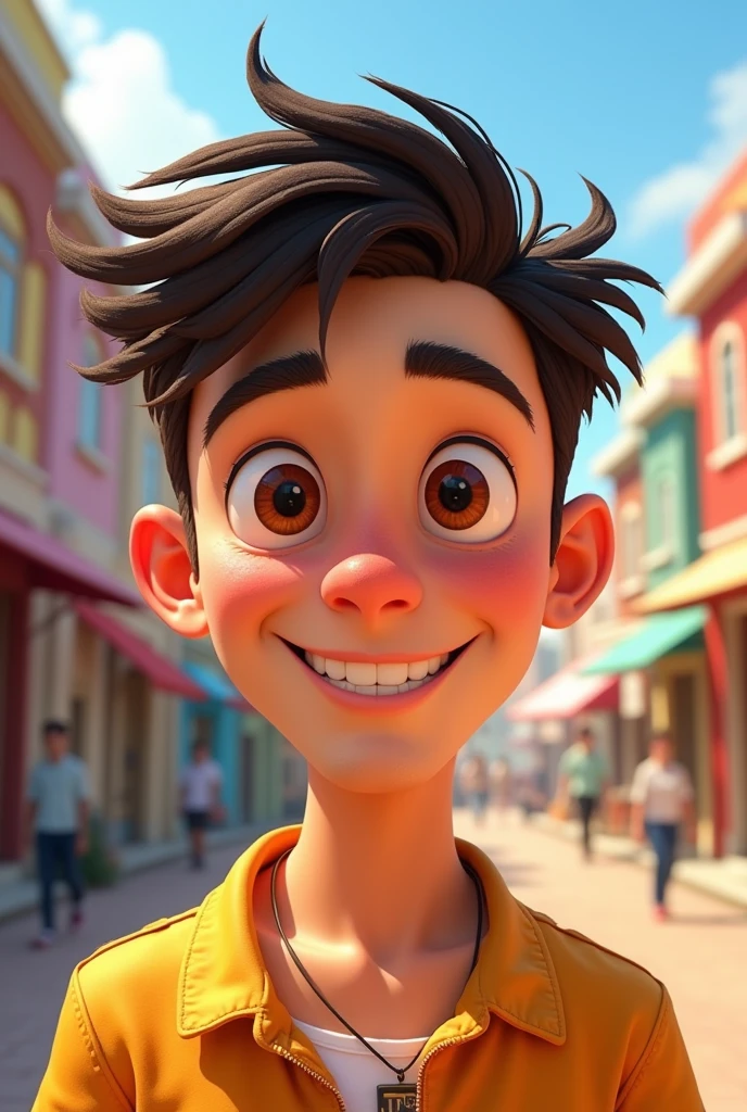 Kayden Cooper (18 ans
Apparence : Peau blanche, cheveux noirs, yeux marron.
Personnalité : Gentil mais turbulent et charmant, version pixar 2d