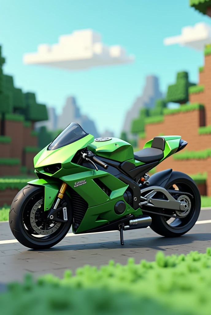 Sports bike with Minecraft colors and style