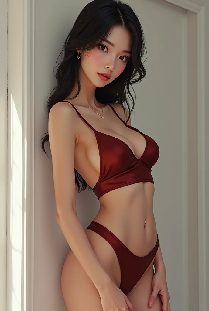 Chinese Sexy Lady wearing cropped dress revealing her midriff and sexy deep bellybutton