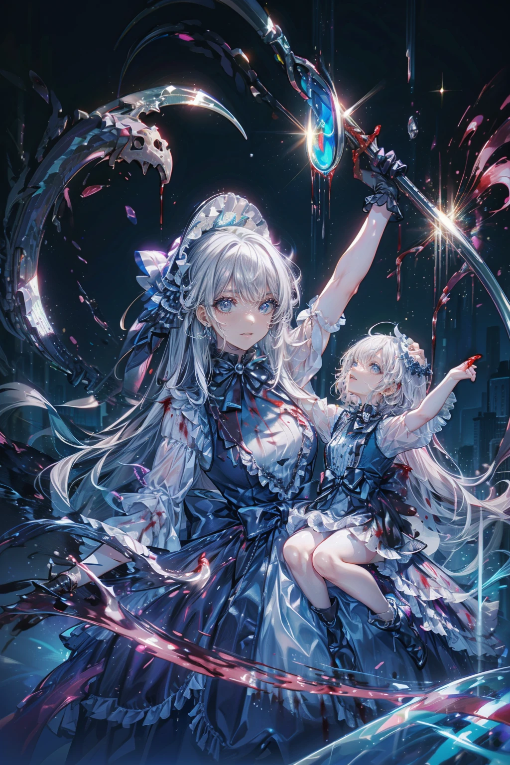 beautiful girl、とてもcute天使、Pink Gothic Dress、cute、Baby Face、smile、Long skirt、Black long boots、,(whole body, legS and 靴 viSible: 1.2), ,Ghost,Frolicking Girl,Multiple women,tea ,クレイジーなsmile,look up,Face shot,Scythe Face,Girl Monster, slave,beautiful, Detailed portrait, Delicate facial features, Sharp Eye, Sharp Fangs, Pale skin, Dark Background, Cinema Lighting, Dramatic Shadows, Gothic style, Gloomy atmosphere, Dark fantasy, One person'S, , Please open your mouth wide, Open your mouth and baring your teeth,Sharp teeth like a beast, Wide lips, very wide mouth, Vermilion cheeks, ,(Blood splatter:1.3),Scary face, Laughter Witch design, ねじれたsmile、Bloody、bleeding from the head,、Blood splatter、,(Blood splatter:1.3),Crossbones, skull, , Horror Style, ((Fantasy Witch Costume)), ((Flowing white hair)), ,(Blood splatter:1.3),Female curves, Large Breasts, Thick thighs, Sexy flat stomach, Perfect hands, Perfect anime face, ((Darkta DreSS)), Are standing, ((邪悪なsmile)), ,(Blood splatter:1.3),Victorian cities, gaslight, Steam circulateS, Moonlight Illumination, night lighting, A sky filled with stars and galaxies,disaster々new devil horns,,(Blood splatter:1.3),アニメゾンビWitch design, ねじれたsmile、Bloody、bleeding from the head,、Blood splatter、,(Blood splatter:1.3),Crossbones, skull,,Photo Background,Wide Shot,Scythe Face,Girl Monster, slave,beautiful, Detailed portrait, Delicate facial features, Sharp Eye, Sharp Fangs, Pale skin, Thick chain, Dark Background, Cinema Lighting, Dramatic Shadows, Gothic style, Gloomy atmosphere, Dark fantasy, One person'S, , Please open your mouth wide, Open your mouth and baring your teeth,Sharp teeth like a beast, Wide lips, very wide mouth, Vermilion cheeks, ,(Blood splatter:1.3),Scary face, Laughter Witch design, ねじれたsmile、Bloody、bleeding from the head,、Blood splatter、,(Blood splatter:1.3),Crossbones, skull, , Horror Style,
