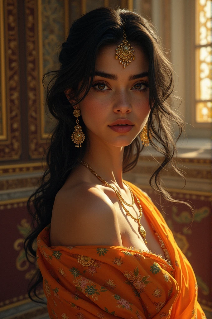 Create an image of an indian girl Saranya living in Valery Kogan's Caesara mansion