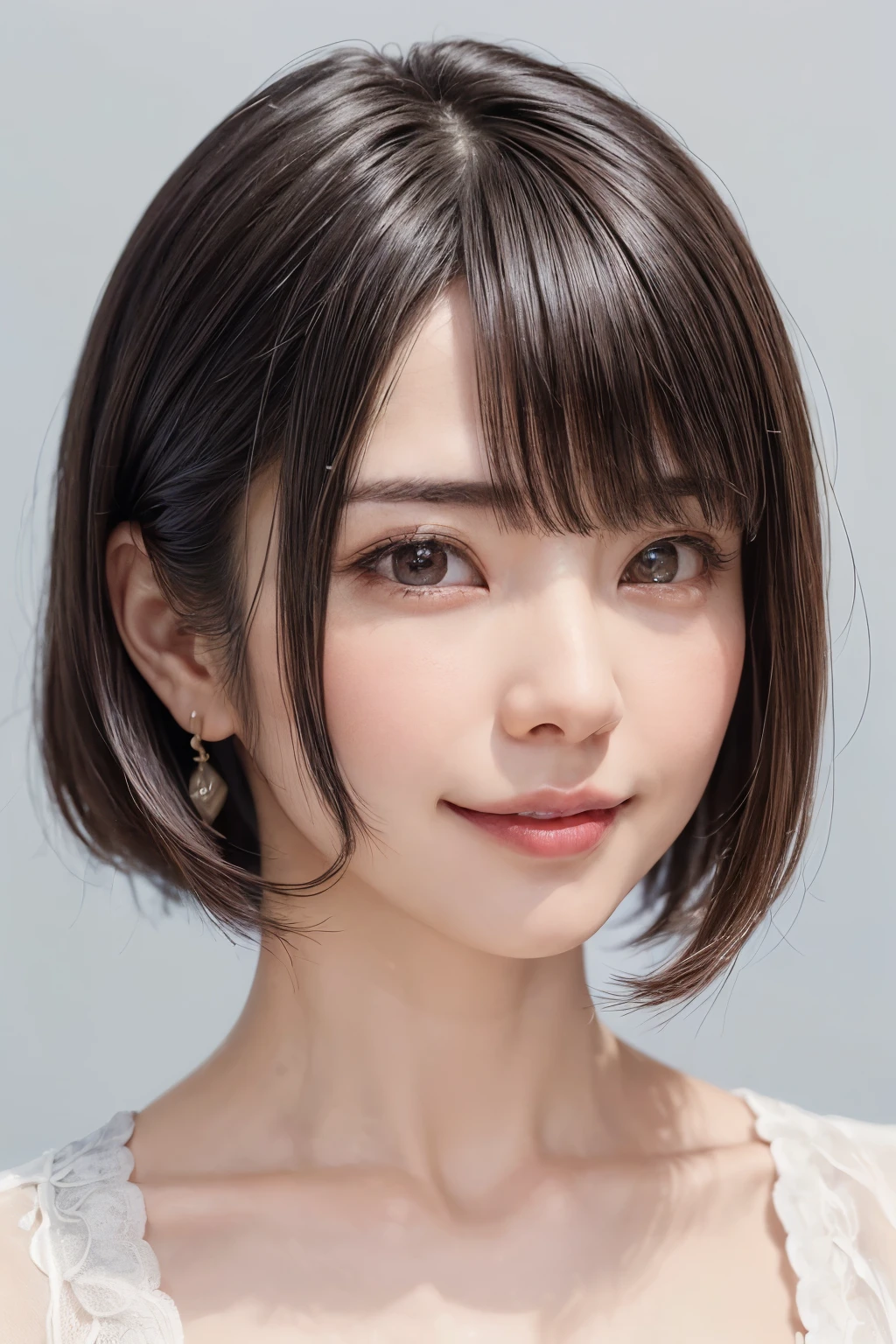 (software:1.8、masterpiece, Highest quality),1 person, alone, hyper Realistic, Realistic,Realistic, Looking at the audience, Light brown eyes:1.4,Brunette Short Bob Hair with highly detailed shiny hair, Brightly colored winter clothes, Lepangas:1.4), Outdoor, Mouth closed, Upper Body、big chest eye、eyelash、{Hugeな|big chest|Hugeなな|Mega} whole :2, chestの谷間:2、(((big chest eye、Short Bob Hair、Highlights from Students、Looking at the audience、She is very beautiful and cute、Show me your ears、Long neck、smile、Close your mouth and smile、Bangs and beautiful teeth)))、Ideal body type、(Nothing is drawn、A very beautiful pure white background:1.6)、美しいLong neck:1.4、(({Huge|big|Hugeな|Mega} chest, chestの谷間:2、Upper Bodyは服を着ていない:1.6))、(((Portraiture:2)))、Perfect ???????