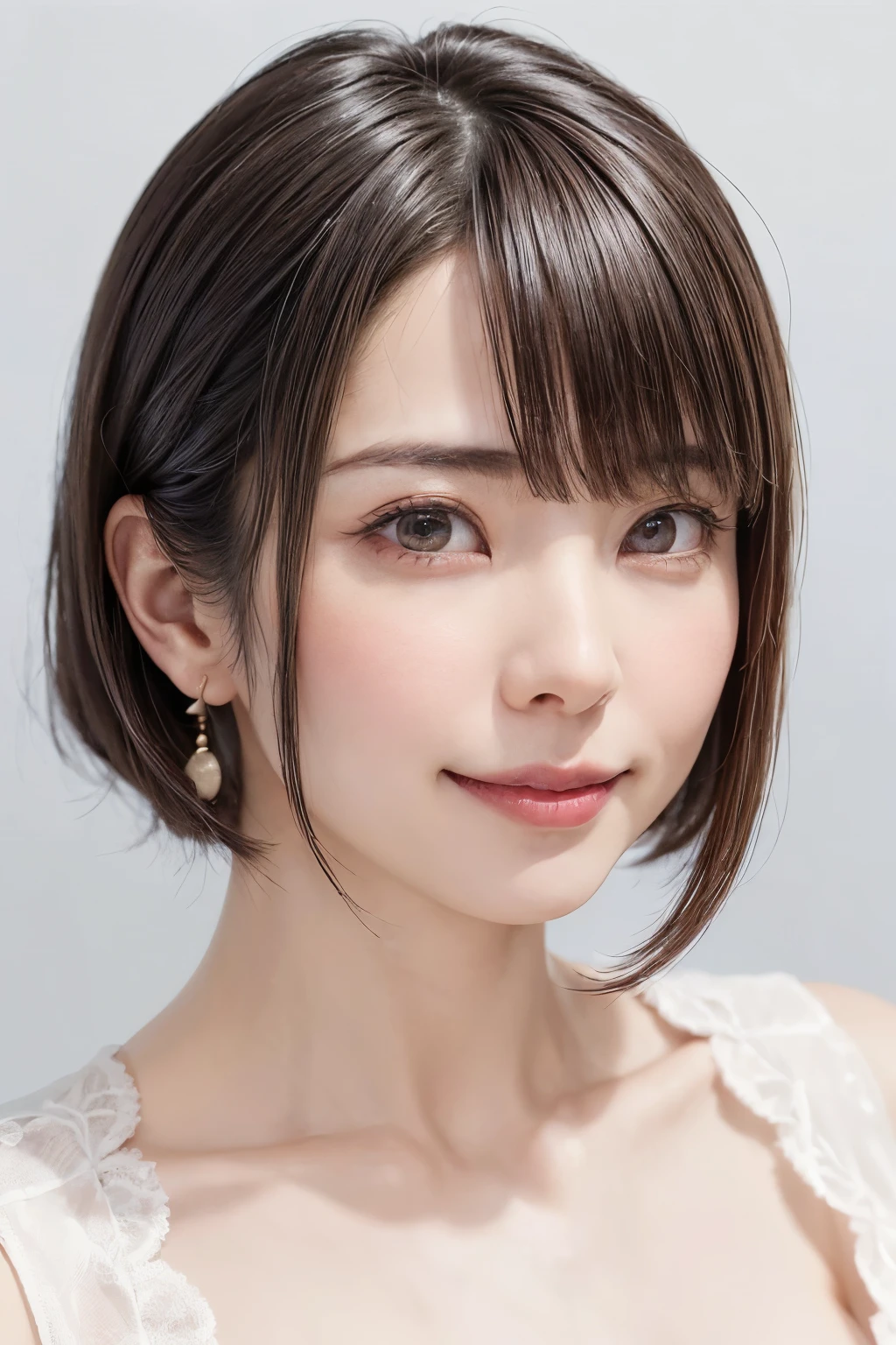 (software:1.8、masterpiece, Highest quality),1 person, alone, hyper Realistic, Realistic,Realistic, Looking at the audience, Light brown eyes:1.4,Brunette Short Bob Hair with highly detailed shiny hair, Brightly colored winter clothes, Lepangas:1.4), Outdoor, Mouth closed, Upper Body、big chest eye、eyelash、{Hugeな|big chest|Hugeなな|Mega} whole :2, chestの谷間:2、(((big chest eye、Short Bob Hair、Highlights from Students、Looking at the audience、She is very beautiful and cute、Show me your ears、Long neck、smile、Close your mouth and smile、Bangs and beautiful teeth)))、Ideal body type、(Nothing is drawn、A very beautiful pure white background:1.6)、美しいLong neck:1.4、(({Huge|big|Hugeな|Mega} chest, chestの谷間:2、Upper Bodyは服を着ていない:1.6))、(((Portraiture:2)))、Perfect Anatomy