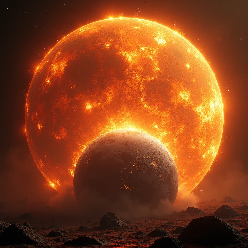 Solar destruction, moon, earth, collapse, , High Resolution, Masterpiece, Best Quality, Detail, Depth Of Field, 8K Octane, 3D Rendering, Color,