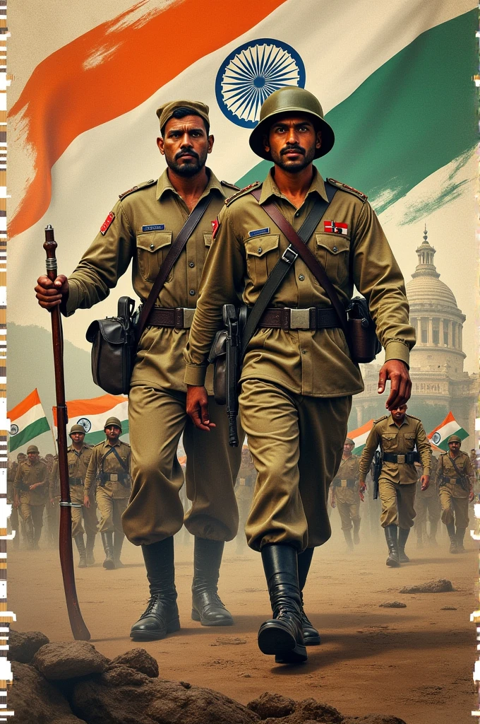 Indian 78 independent soldiers fighting india's achievements freedoms fighters collage