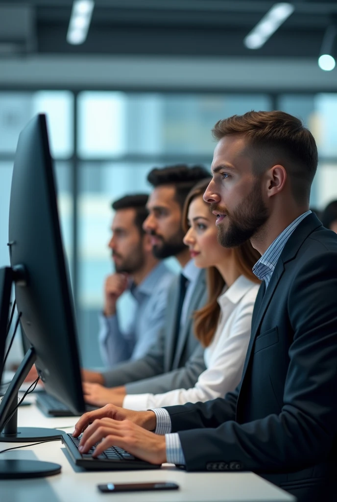 People working safely on the computer