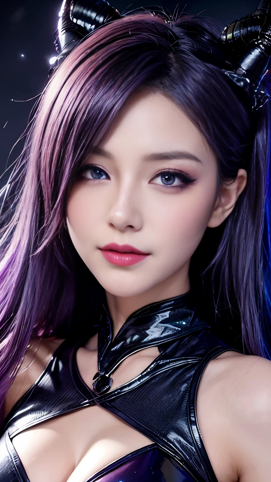 (Highest quality detail)、Realistic、8k Ultra HD、High resolution、(One Woman),(Fatal Beauty,attractive) ,(Mysterious charm:1.1),(、Attractive silhouette),Ultra-detailed、High quality textures、Intricate details、Highly detailed CG、High quality shadows、Beautiful and delicate face、Beautiful and delicate eyes、Written boundary depth、Ray Tracing、20th Generation、Cute K-Pop Girls、(The Face of Ulzan in Korea)、Thin face、(URZAN-6500-v1.1:0.6)、PurerosFace_v1、Glowing Eyes、Perfect body、 Viewer Display、(Highest quality detail:1.2)、8k Ultra HD、Close-up of a woman, Realistic rendering, attractive, Real Girls, Gurwitz, role play, Realistic 3D style, 8K Portrait Rendering,(truth,truth:1.4),(Sparklies girl:1.2)、cheek、Glossy Lips、Best image quality, 8k Ultra HD Full Color RAW Photos, Fujifilm(Medium format), hasselblad, Carl Zeiss, Incredible dynamic range photography(utility_art:Smooth-768:1.1),High resolution, High pixel count, Clear details, Clear images, Natural color reproduction, Noise Reduction, High fidelity, quality, Software Improvements, Upscaling, Optimized Algorithms, Professional-level retouching, 強力なスーパーevil femaleがクローズアップでポーズをとる, Black Goddess 、(Expose your shoulders), Flowing purple hair, View your audience, Highly detailed face, Blue smoke swirling around her, Love evil things, Captivating blue eyes, Dark fantasy, Esoteric arachnids lady, Spider Queen, Esoteric arachnids, Combat Stance, Sharp fangs, nature, ((Complex metallic colors in the foreground)), (( Fluid Mechanics, The most beautiful smooth scale face makeup, Smirking expression)) 、Dark blood, Onyxia、Beautiful young witch, purple hair, dark purple lips, evil, evil female, smile, Black Prom Dress, She is coming to you, Bright Blue Eyes, Surrounded by swirling pink smoke, Blood Chain, Behemoth Bones, Snake-like tentacles, Cruel Teeth, Expressions of madness, Oppressive Dungeon、 Grotesque shadows dance, The creature whispers, Stifling atmosphere, Vision problems, Visible Madness. Blade, A flash of evil intent shines, reflect (Light) Beyond the Darkness,
