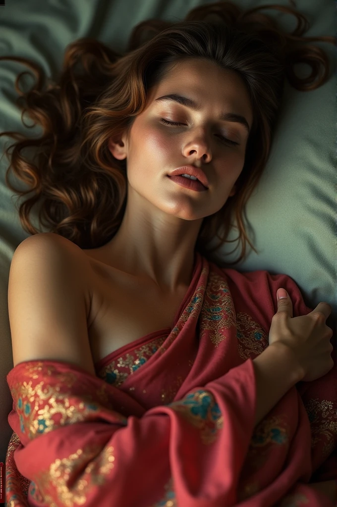 Elizabeth olsen in saree sleeping full body displayed 
