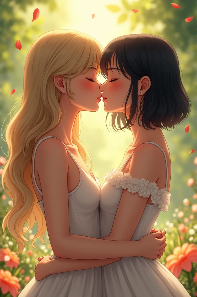 Whit girl kiss japanese girl
