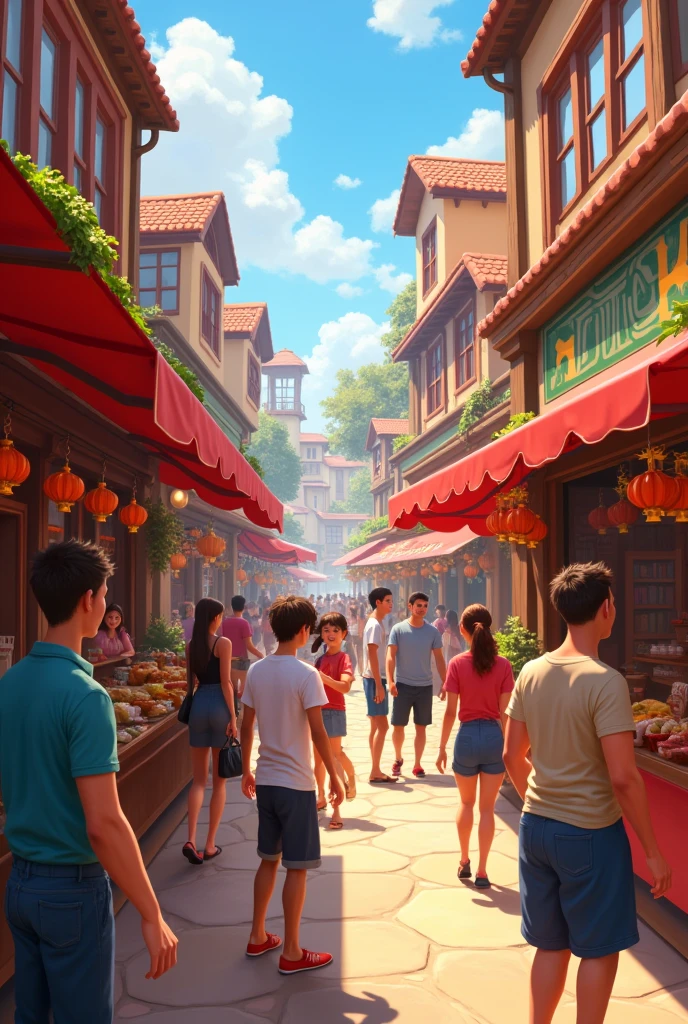 happy customers market within a market in Disney Pixar style