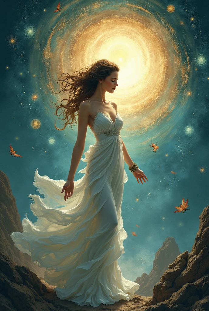 Illustrates the sign cancer,being a woman in a fantasy world