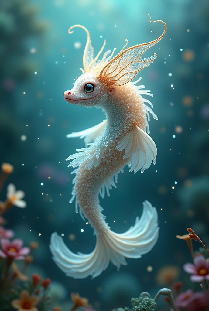 A simple Aesthetic sea animal with glitter around it