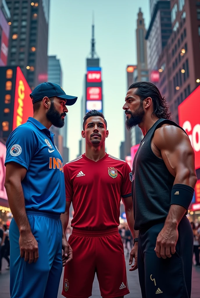Virat kholi Cristiano Ronaldo and roman reigns in new York city