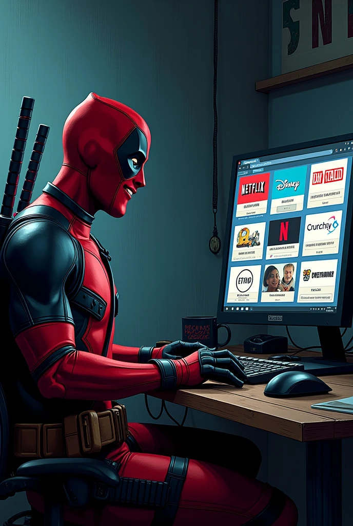 Deadpool selling streaming accounts like Netflix, Disney, crunchyroll, YouTube premium, being on a computer. Let it be noticed what you are doing on the computer 
