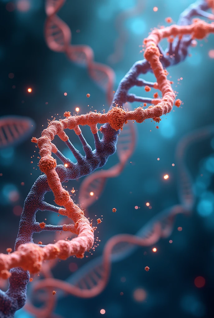 Image showing in a dynamic way how DNA interacts with transition metals in cancer prevention processes