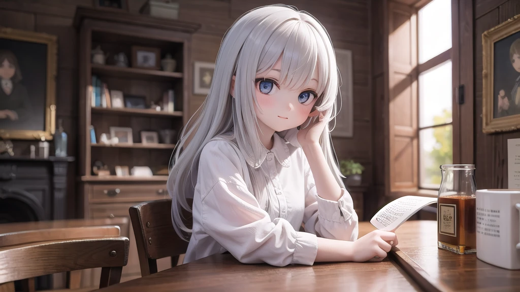 (masterpiece), one person's, smile, alone, Sailor suit、Long skirt, Overgrown, petal, plant、Skirt lining、Translucent slip、nostalgic、Black Pantyhose
