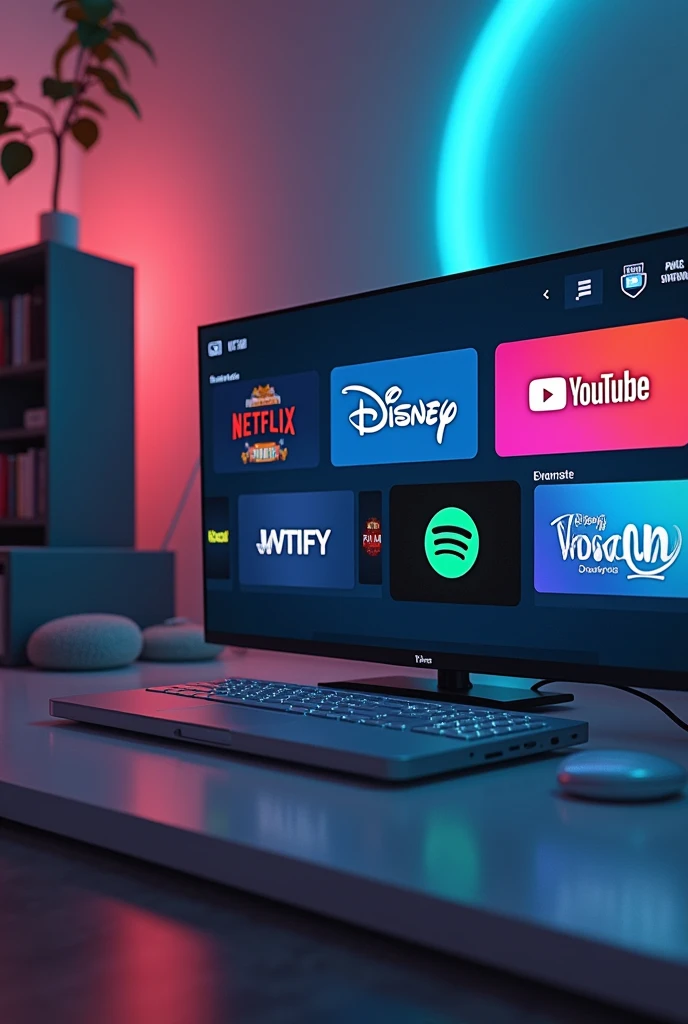 The same photo as now but on the computer only Netflix appears, Disney, crunchyroll, YouTube premium, IPTV, spotify