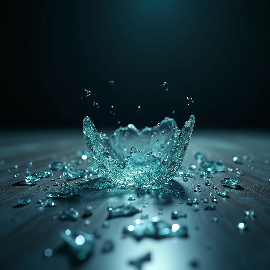 A broken glass on the floor