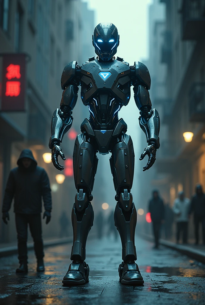 A robot stopping a thief from stealing