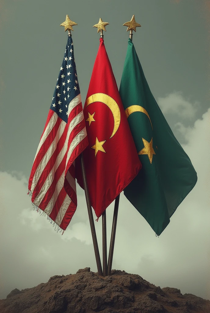 Flags of USA , Communist, and Islamists