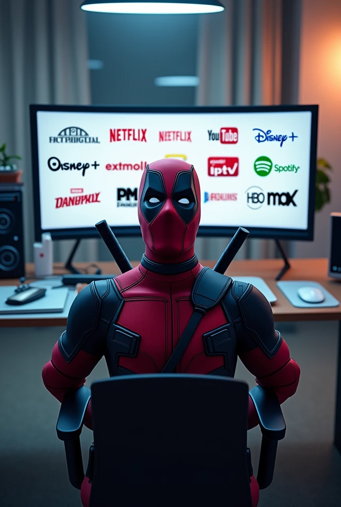 Deadpool en la computadora solo aparezca Netflix, Disney, crunchyroll, YouTube premium, IPTV, Spotify, Paramount, Max
