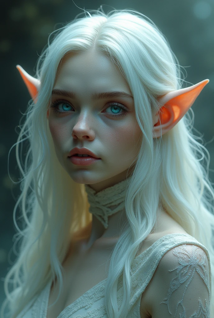 beings with pointed ears, angular facial features, and a graceful, elegant posture. They usually have long, flowing hair and bright, expressive eyes that can range in color from vibrant blues to silvers. Their skin is typically fair and flawless, and despite their often ancient age, they maintain a youthful appearance