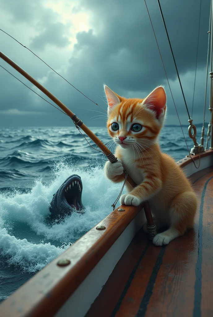 Kitten fishing、Big head、Rough Seas、Yacht、The catch was a Kraken