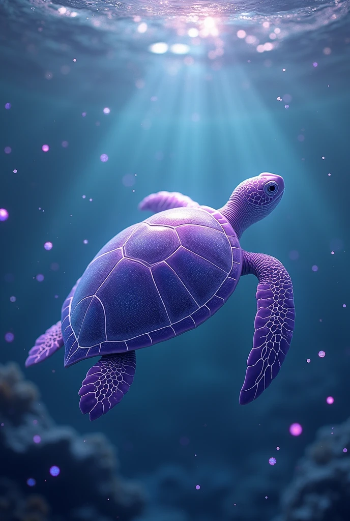 A simple Aesthetic sea animal with glitter around it purple sea turtle