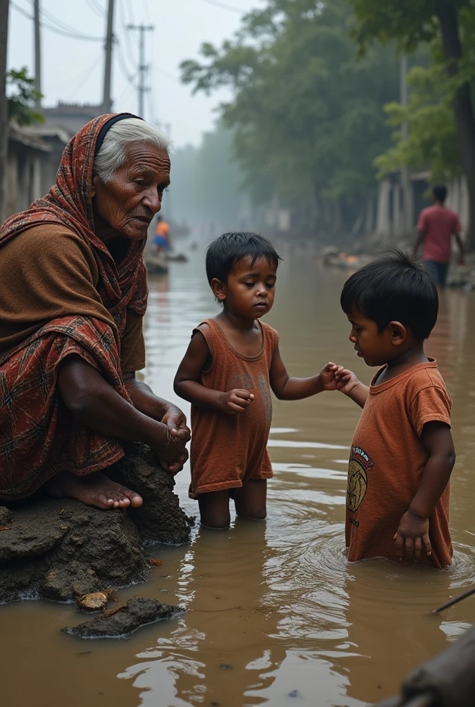 When the people of the remote areas of Bangladesh are victims of severe floods, give some pictures that are touching