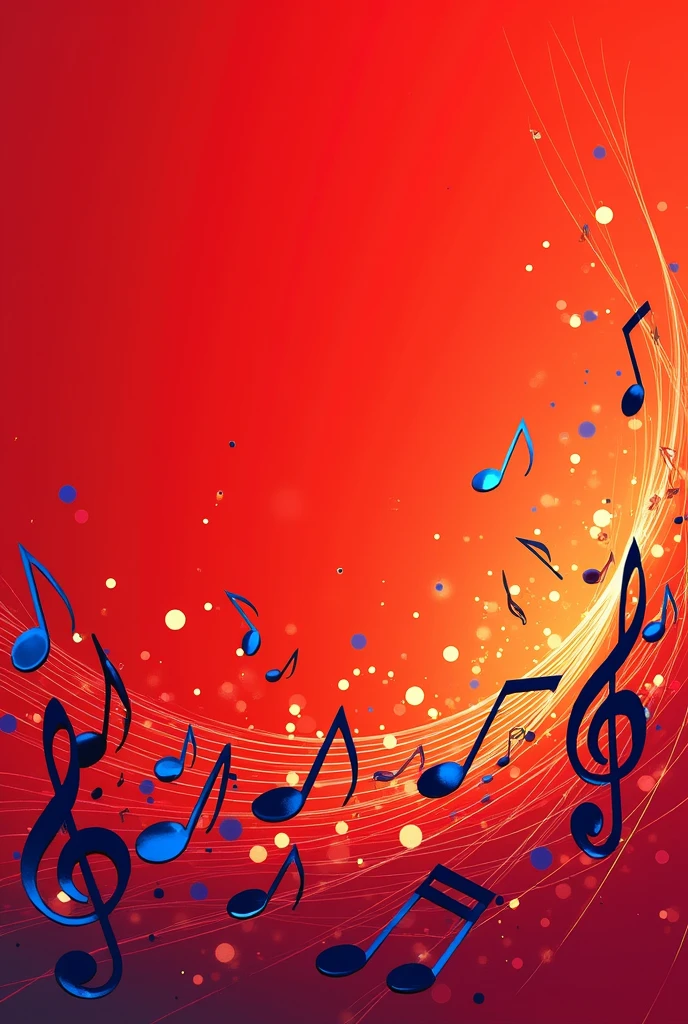 "The music is on..."

Red background with musical notes 