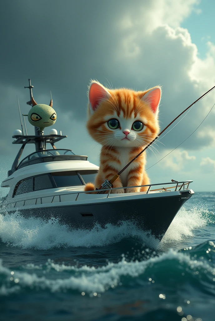Kitten fishing、Big head、Rough Seas、Yacht、Fished Alien