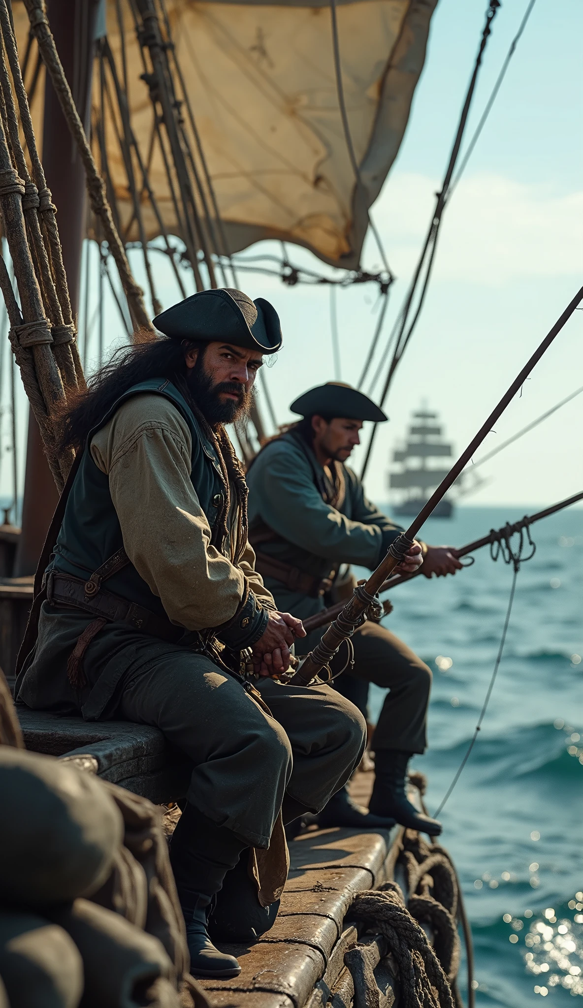 photograph、Pirates in the Age of Discovery、pirate ship、fishing、Pirates fishing