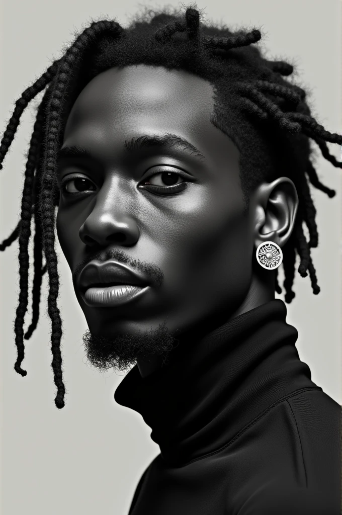 A black man with dreadlocks and an earring