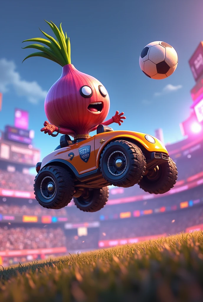 An onion playing rocket league