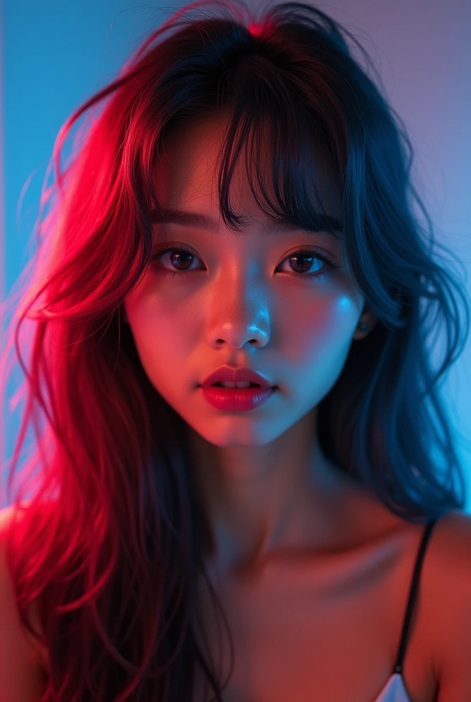 la plus haute qualité, forme, very detailed, finement, high resolution, Background'8k screen, Perfect dynamic composition, beautiful and detailed,Random Mignon Hair,,Natural colored lips, Pose sexy audacieuse,ssmile、fille de 20 ans、Mignon、En regardant la caméra,Flou toujours l'background,Visage parfait et beau,Visage et silhouette minces,Big eyes、Se maquiller pour une fille,petit visage,shooting'down、ssmile,Elegant female face、cyberpunk fashion、ssmile、Changer de pose au hasard、Randomly change the shooting angle and position