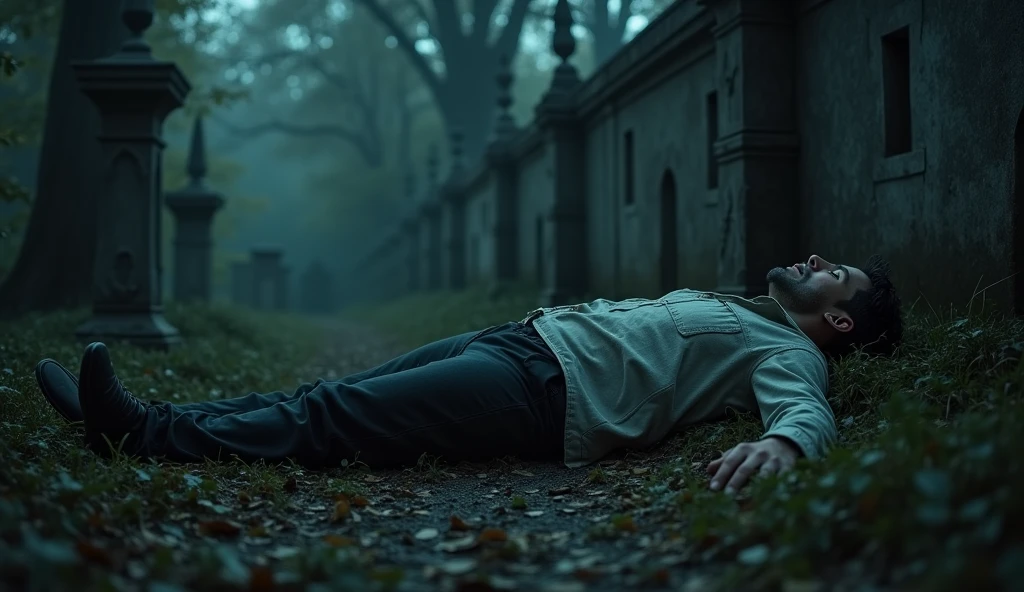 He was lying unconscious outside the cemetery. Amen 