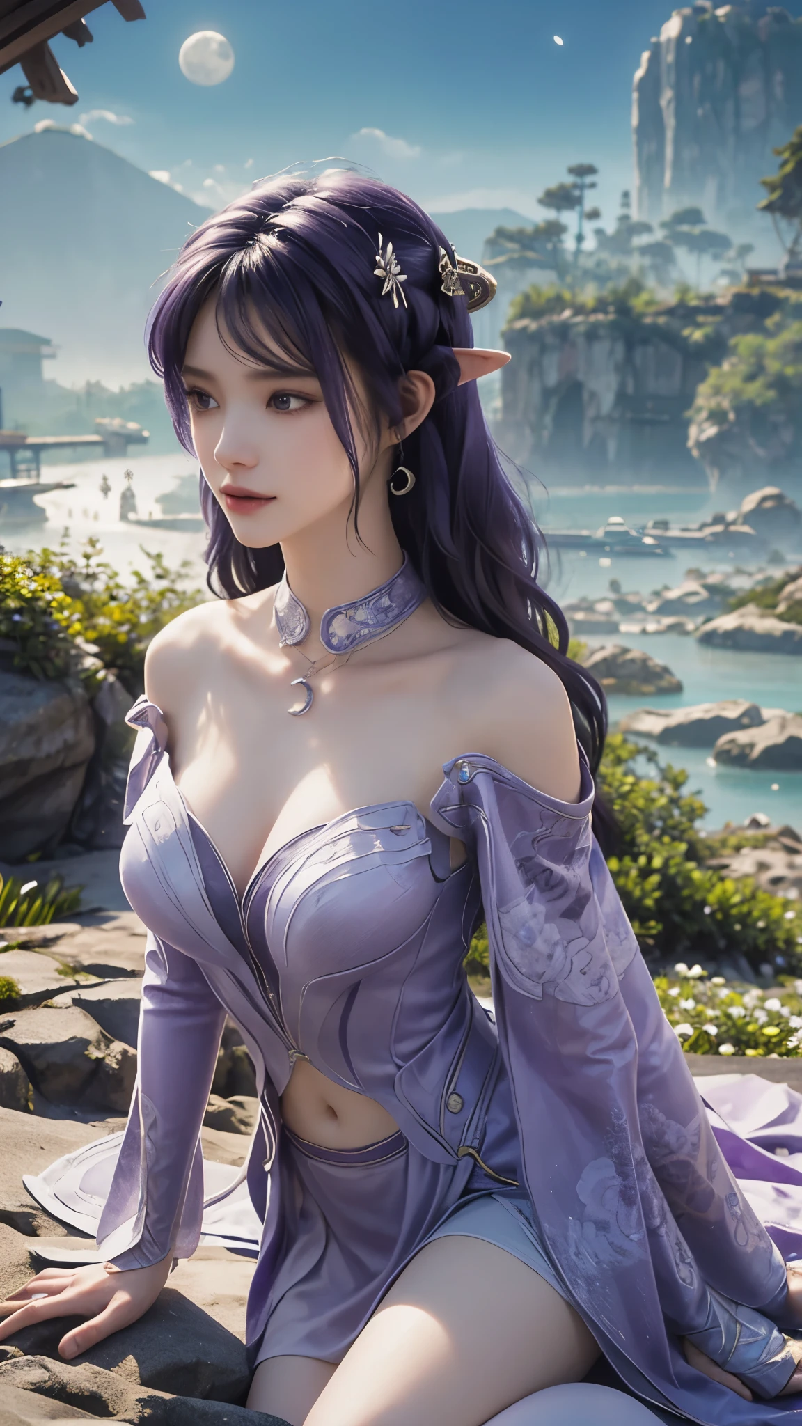 (((original photo , Extremely detailed, best quality, high resolution, solitary,)))
rest、(Compared:1), whole body、 View from directly above, Lying in the garden, back to the floor、
rest、 (((Purple Hair Beach Waves ))), (((cosmetic))),Large Breasts,F罩杯
rest、White effect, White Wings:1.2 , White Angel:1.2, ((night)) 、Show your belly button,紫色比基尼
rest、Vampire Castle, detailed background,, moon、
rest、Antonio Riva Dress:1.1,Slightly transparent dress:1.3、(very complicated:1.2), High Fantasy, Pretty Face, Pointed ears,
rest,background, monochrome, Grayscale, barefoot, rest、outdoor、river