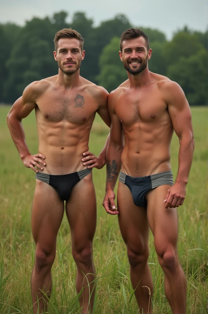 Two gay boys, naked, on farm, uncut cocks