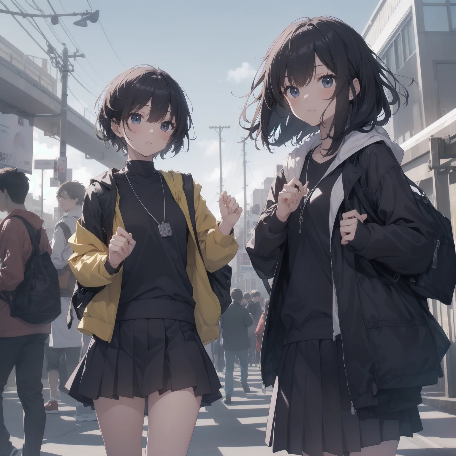 ultra-absurdres-Top quality by artist God, ultra-detailed, high resolution, anime moe artstyle, best anime 8k konachan wallpaper, pixiv contest winner, pool:2810, perfect anatomy,break, 1girl, (Please draw a girl walking sleepily to school alone. )break,(Solo,little female, 13-year-old:1.3),Full limbs, complete fingers,a junior high school student, (very short hair), short cut, flat chest, , small butt, small black eyes, beautiful detailed eyes, well-proportioned iris and pupils, expressive eyes, highres detailed hair, soft expression, salor school_uniform, sailor collar, serahuku, bow, pleated skirt,(Detailed Lighting), (Detailed background), in the School commute route. break,super detailed skin, Best cinematic lighting powered by famous artist, 8k,beauty illustration,photoshop_(medium),very aesthetic,break,((artist:shimazaki_mujirushi )), artist:clamp ,artist:carnelian ,artist:kantoku ,
