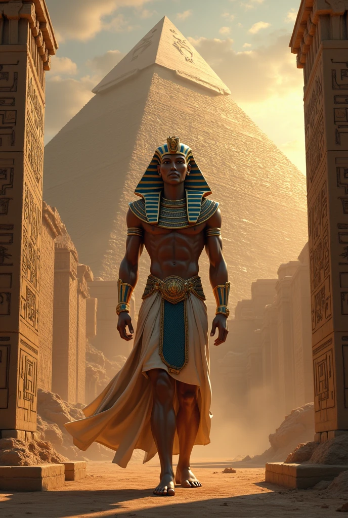 

1. **Background**: Use an ancient Egyptian theme with hieroglyphics or a pyramid in the background.
 